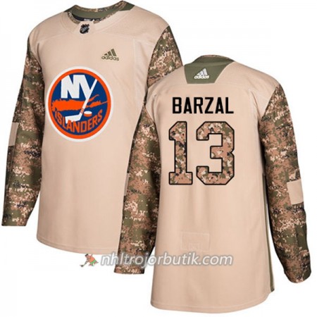 Män Ishockey New York Islanders Tröja Mathew Barzal 13 Adidas 2017-2018 Camo Veterans Day Practice Authentic